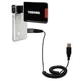 Coiled USB Cable for the Toshiba Camileo S20 HD Camcorder with Power Hot Sync and Charge capabilities - uses Gomadic TipExchange Technology