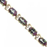 Ladies Solid Gold Tennis Bracelet Mystic Fire Topaz & Diamonds