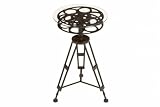 Benzara 51652 Metal Reel Glass Accent Table