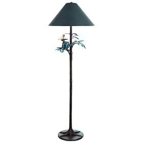 Bird on a Branch Green Hand-Crafted Floor Lamp