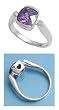 CZ Ring - Amethyst - Sterling Silver - Heart Cut Out - 11 mm x 3 mm, Sizes 5-9 CZ Ring - Amethyst - Sterling Silver - Heart Cut Out - 11 mm x 3 mm, Sizes 5-9