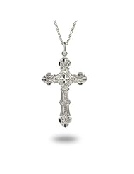 Ornate Vintage Style Sterling Silver Cross Pendant