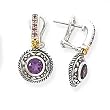 925 Silver, Amethyst & Rhodolite Earrings with 18k Gold Accents