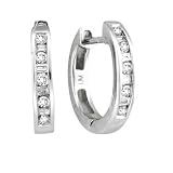14K .25 CTW Round & Baguette Diamond Hinged Earrings