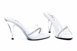 4 Inch Heel Clear Mule Women'S Size Shoe With Rhinestones