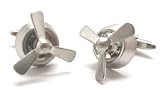 Silver Propeller Functional Cufflinks Cuff Links Pilot Air Plane C1