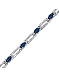 Oval 5x3 Sapphire and Diamond Bracelet set in 14k Gold