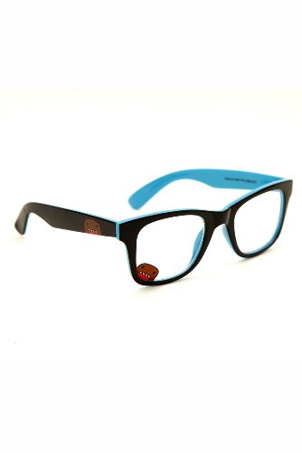 Domo Black Turquoise Pop Retro Clear Lens Glasses