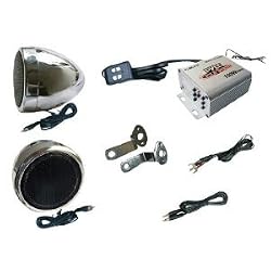 PYLE PLMCA10 100-Watt Motorcycle/ATV/Snowmobile Mount MP3/Ipod Amplifier with Dual Handle-Bar Mount Weatherproof Speakers and FM Radio