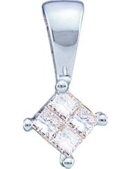 Real Diamond Earrings 0.25CTW PRINCESS DIAMOND LADIES FASHION EARRING & PENDANT SET White-gold 14K
