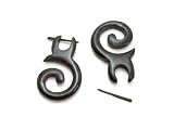 Tribal Wooden Spiral Earrings with Stick Closure