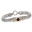925 Silver, Amethyst & Peridot Bracelet with 14k Gold Accents (1.57ctw)