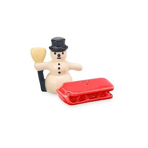 Childrens Toyshop  Kitchen & Housewares : Retro Snowman and Sled Salt and Pepper Shakers By Seasons of Cannon Falls