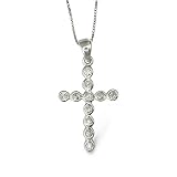 9ct White Gold 0.33ct Diamond Set Cross Pendant On An 18 Prince Of Wales Chain