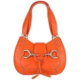 Buti Orange Horsebit Detail Italian Calf Leather Shoulder Bag