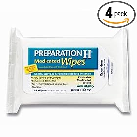Preparation H Medicated Hemorrhoidal Wipes with Witch Hazel and Aloe, 48-Count Refill Packages (Pack of 4)