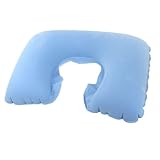 Amico U Shaped Flannel Surface Air Cushion Neck Guard Inflatable Pillow Blue