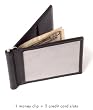 Stewart Stand Stainless Steel w/ Black Leather Trim RFID Bi-Fold Money Clip Wallet