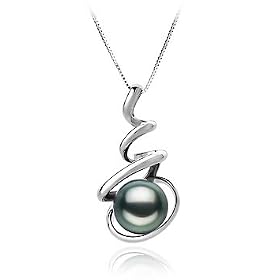 PearlsOnly Eldova Black 8-9mm AAA Tahitian 14 Karat Gold Pearl Pendant