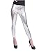 HDE Silver Shiny Leggings for Women Metallic Wet Look Pants