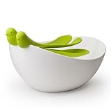 Sparrow Salad Bowl With Green Serving Spoons