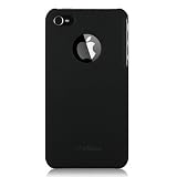 (Black Eclipse) Verizon iPhone 4 CMDA case hard rubber crystal skin cover for iPhone 4G / 4th Generation compatible with 16GB / 32GB + front and back 4th gen screen protector
