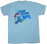 NINTENDO MARIO PARTY LIKE IT'S 1985 2-Sided Soft Blue Cotton Tee Licensed