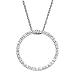 Classy! Journey! 14k White-gold Circle Moissanite Slide on 18 Chain pendant-necklace