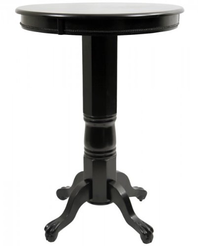 Pedestal Pub Table with Solid Top in Black Finish
