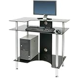 PC002 SRB - Small Rectangular Black Glass Computer Desk