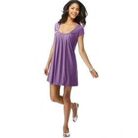 Pink Rose Pleated Scoop-Neck Jersey Dress