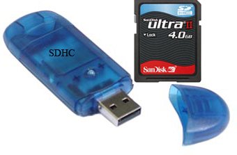 Sandisk 4GB ULTRA II Secure Digital SD HC Memory Card (SDSDH-4096, bulk) & BlueProton USB 2.0 SDHC Card Reader Writer (Blue)