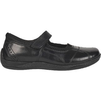 Hush Puppies Cindy Black Leather Girls School Shoe