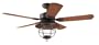 HUNTER HR 23273 52" Outdoor Ceiling Fan Rustic Brown W/ Light & 5 Med Oak Plastic Blades