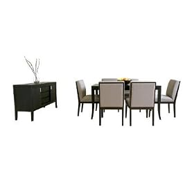 - 8PCS Contemporary Parson Chair Dining Table Set and Buffet Cabinet By Wholesale... by Wholesale Interiors