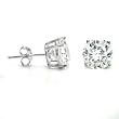14K White Gold Round Hand-Set CZ Earrings 2MM