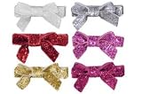Glitter Baby and Toddler Hair Bows. 6-Pack of Velvet No Slip Hair Clips. Stocking Stuffer Bow Pack.