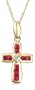 10k Yellow Gold Lab Created Ruby Cross Pendant w/ Diamond Accent