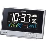 【シチズン/リズム時計】パルデジットネオン121 カレンダー湿・温度表示電波目覚まし時計 8RZ121-002 ブラック