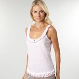 Cream and pink printed pyjama vest top