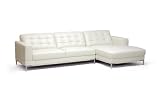 Baxton Studio Babbitt Leather Modern Sectional Sofa, Ivory