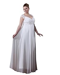 A-line V-neck Chiffon Floor Length Cap Sleeves Empire   Waistline Lace Sheer  Dress