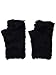 Womens Fuzzy Black Faux Fur Fingerless Knit Gloves Text & Tech