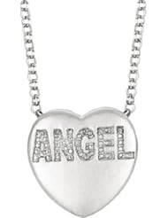 .015 ct tw Diamond "Angel" Heart Necklace in Sterling Silver