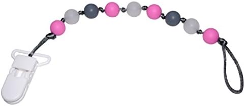Munchables Glow-in-the-dark Silicone Pacifier Clip - Pink/Grey