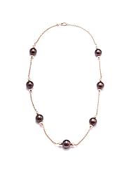 Chocolate Tahitian Pearl Necklace in 14K Rose Gold (9-10mm)