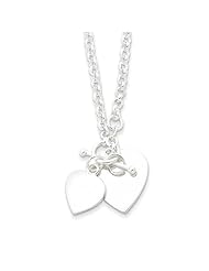 Sterling Silver 18 Inch Double Heart Toggle Necklace