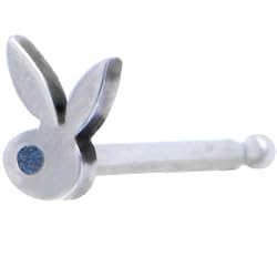 Playboy Blue Crystal Rabbit Head Nose Bone