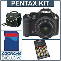 Pentax K2000 Digital SLR Camera / Lens Kit. with 18-55mm Lens. 4GB SD Memory Card, 4 AA Nickel Metal Hydride (NiMH) 2900 mAH Rechargeable Batteries with 4-Hour AA & AAA Quick Charger, 110/220 volt. Slinger Camera Bag,