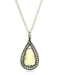 Misha Oxidized Sterling Silver Wrapped Small Lemon Quartz Pendant Necklace